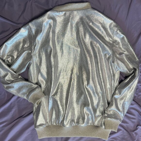 Cute bomber style jacket - flashy Silver Jacket Size P - Forever 21 - Picture 5 of 6